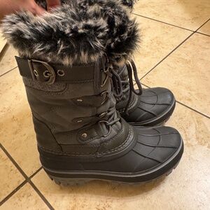 Dream Pairs Kids Winter Snow Boots Faux Fur Waterproof Size 13 Black